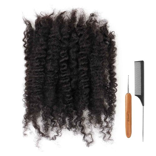 ADIASAI Afro Kinky Bulk Curly Human Hair 20 Inch 50g for Permanent Micro Locs Mini Kinky Twist Braids Loc Extensions Dreadlock Extensions Repair Locs Can Be Bleached Dyed (20inch, Natural Black)
