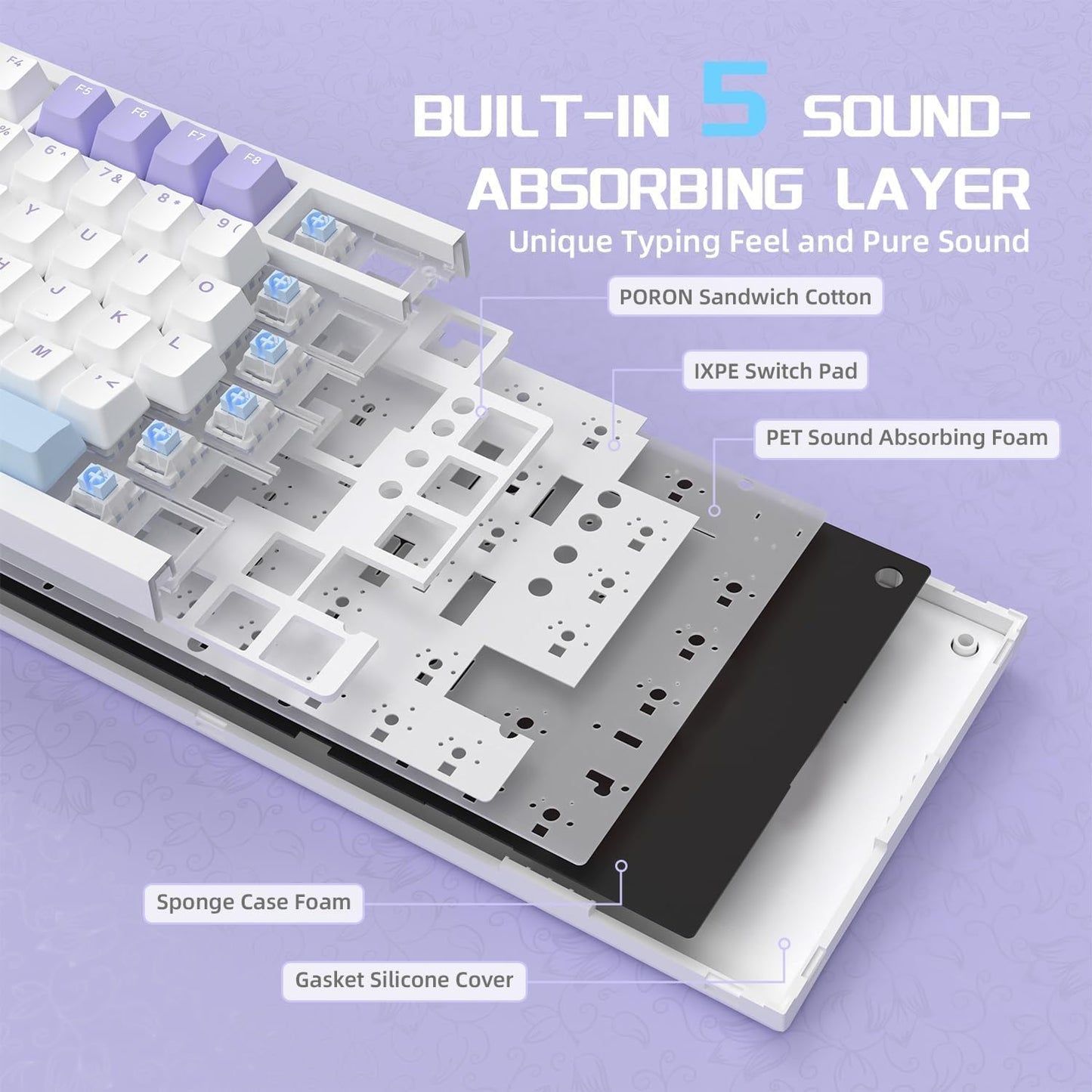 Attack Shark ajazz AK820 Pro 75% Mechanical Keyboard and Coiled Cable Hot Swappable Wireless 2.4GHz/Bluetooth/Wired TFT Screen & Knob Flying Fish Switch RGB Gasket Mount Custom Keyboard-Black