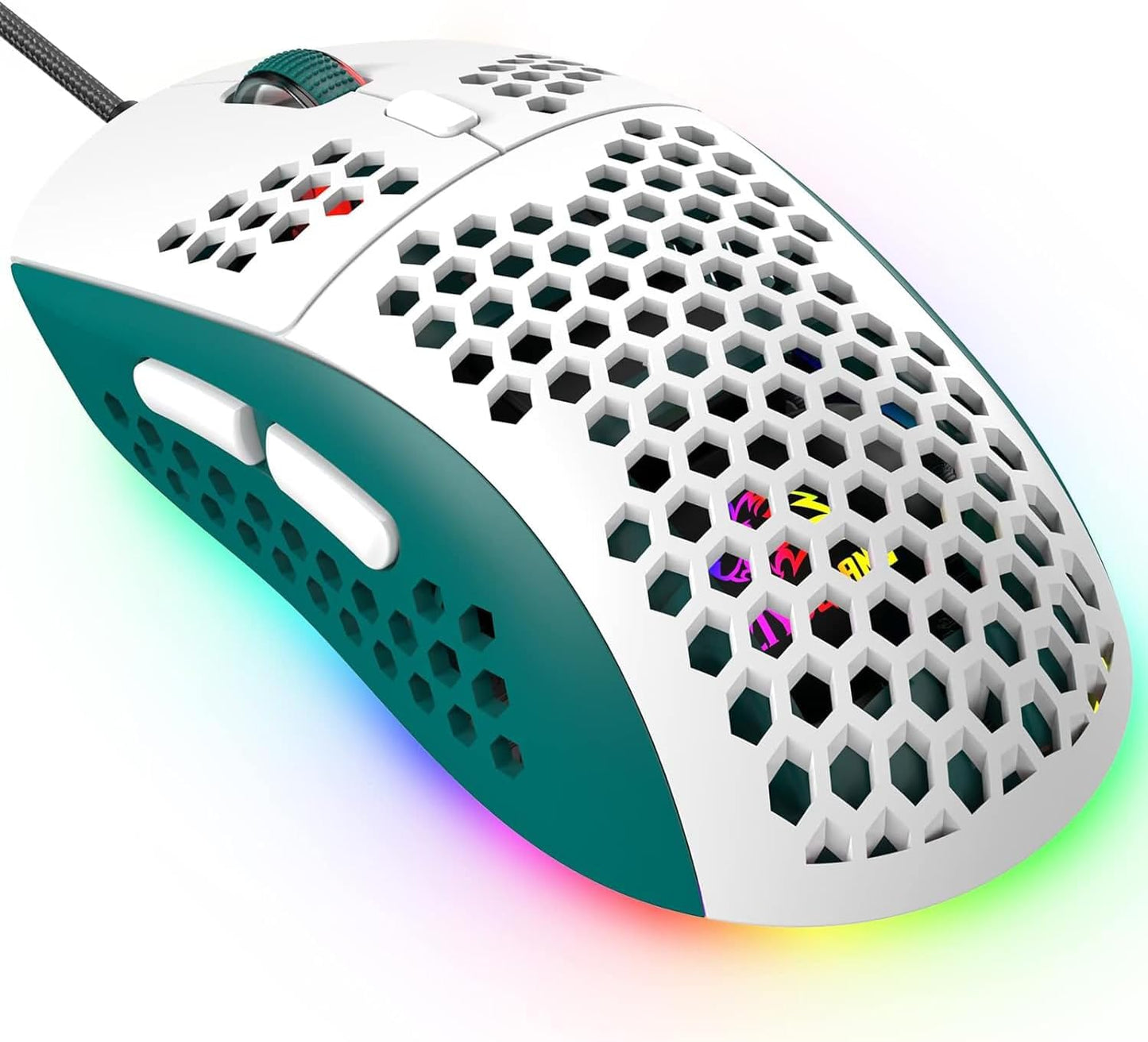 ZIYOU LANG Wired RGB Gaming Mouse,65G Lightweight Honeycomb Ultralight Mouse with High Precision Sensor 6400DPI,6 Button Programmable USB Gaming Mice,Precise Registration for PC Gamers Xbox PS4 Users