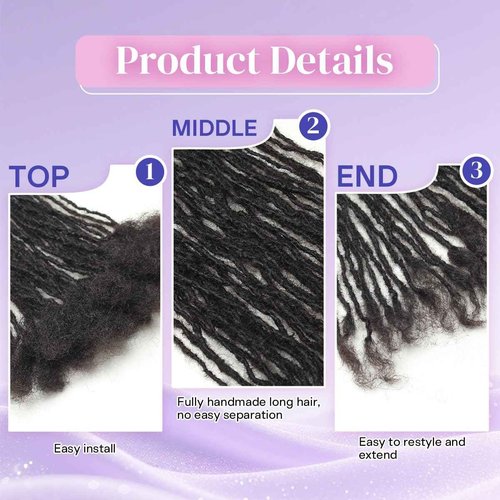 Siphis Sisterlocks Locs Extesnions Human Hair 0.2cm Thickness Micro Curly Tips, Full Handmade Interlocking Permanent Soft Dreadlock Extensions Natural Looking Locs (1B# 0.2cm, 10 Inch 70 Strands)