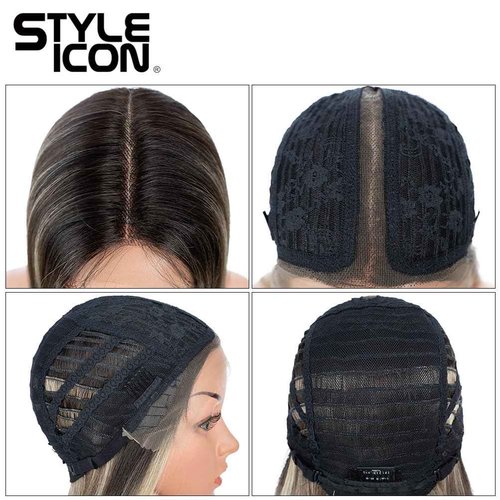 Style Icon 38" Super Long Straight Wigs 6" Deeper Middle Part Lace Lace Front Wigs Ombre Brown Synthetic Wig (38", NTSN4/UN8/12R)