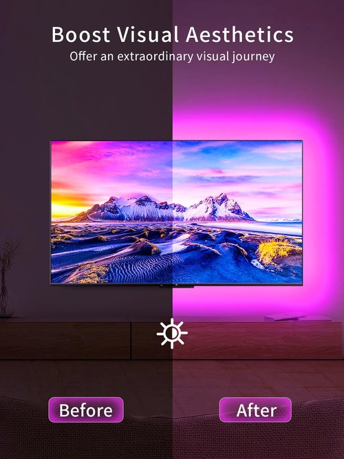 KANTUTOE TV LED Lights, 11.5ft LED Lights for 32-55 Inch TV, RGB TV Backlight Behind with Remote, Music Sync Bluetooth APP Control Strip Lights USB Powered for Bedroom, PC, Gaming Monitor