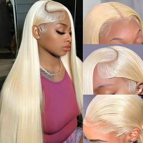 LETMIEO 613 Lace Front Wig Human Hair 13x6 HD Transparent Blonde Lace Front Wigs Human Hair Pre Plucked 613 HD Lace Frontal Wig 180% Density Straight Lace Frontal Wigs 24 Inch