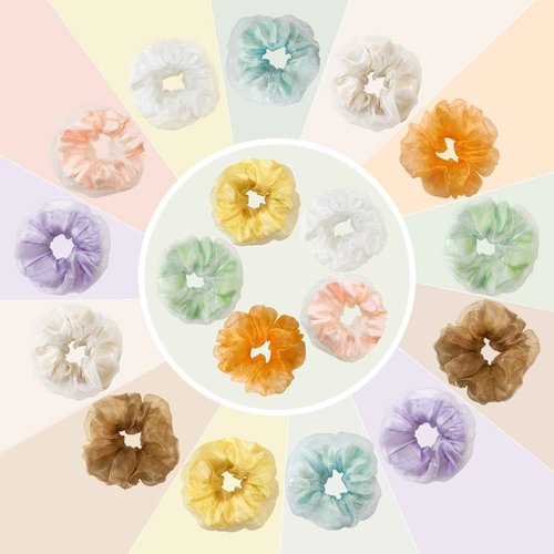 Aosimin 36Pcs Light Up Scrunchies, LED Double Layer of Fabric Hair Ties for Girls, Rave Neon Party Favors Hair Accessories for Women, Glow in The Dark Party Supplies for Birthday Halloween Christmas