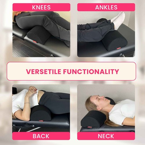 XOLLOZ | Head pillow + Leg Pillow + Wipeable Cover | Curved Memory Foam Lash Bed Pillow With Neck And Back Support | Bolster Pillow for Leg & Knee Support | Wipeable Artificial Leather Spa Bed Topper