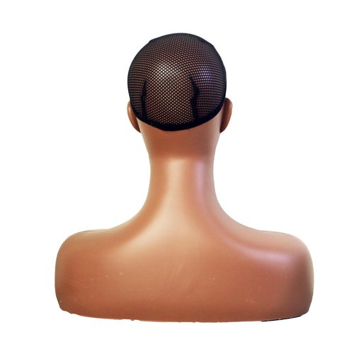 KimRuima Realistic Mannequin Head with Shoulders Wig Head Wig Stand for Wigs Hats Scarves Pendants Sunglasses Earrings (Dark Brown with Red Lip and Visible Teeth)