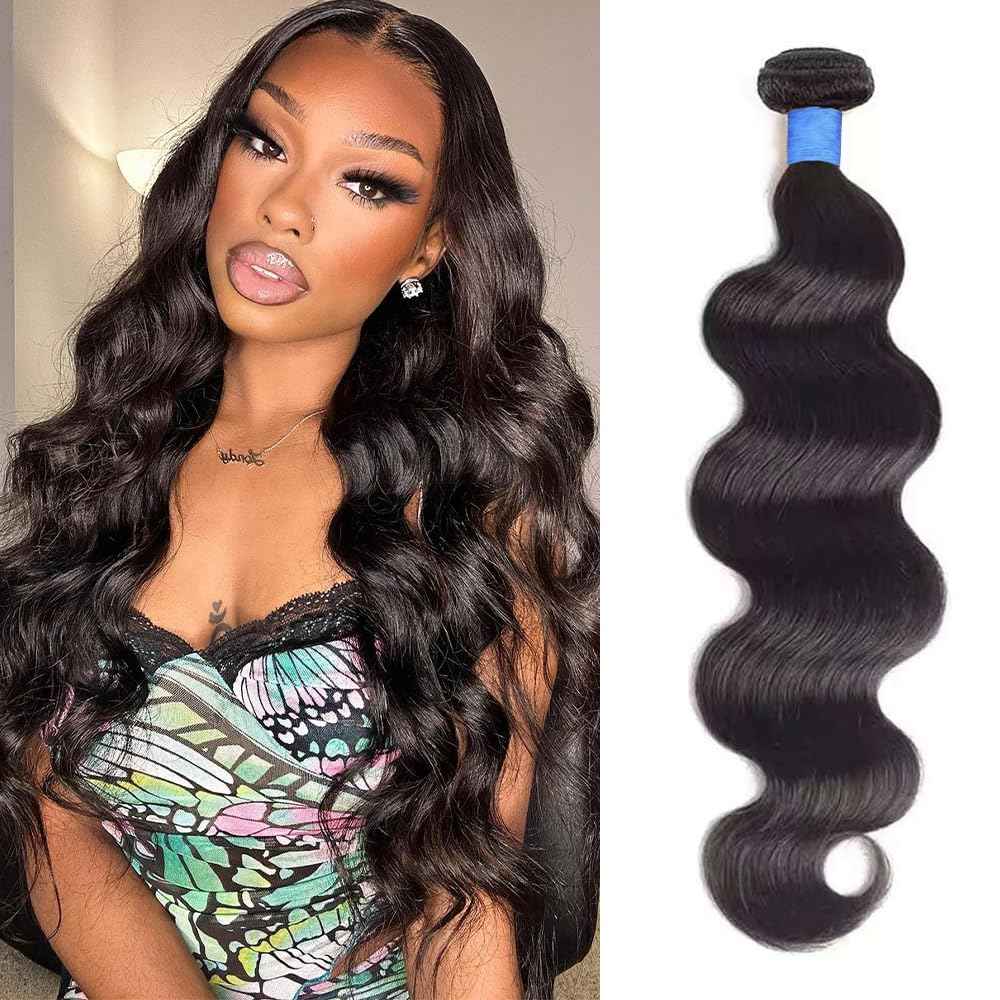 Gotcosy 12A Body Wave Bundles Human Hair 24 Inch 100% Brazilian Virgin Real Raw Human Hair Bundles Body Wave Thick Weave Natural Color (24 Inch)