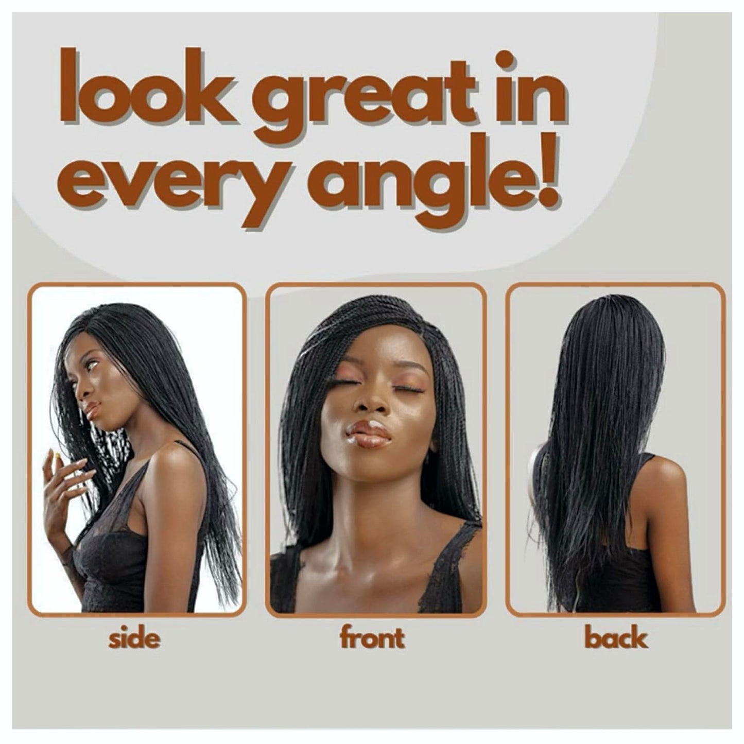 JBG SERVICES Twisted Wigs, 18-Inch Micro Million Twist Braided Wig - Light, Soft Braid Wigs for Black Women with Glueless Front Lace Closure - No Tangle Synthetic Braid- Darkest Brown Color 2