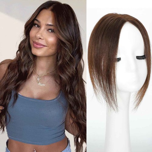 Paraglame 12 Inch Real Human Hair Topper 100% Human Remy Toppers for Women with Thinning Hair Clip In No Bangs 360° 3D Cover(12inch, Brown)