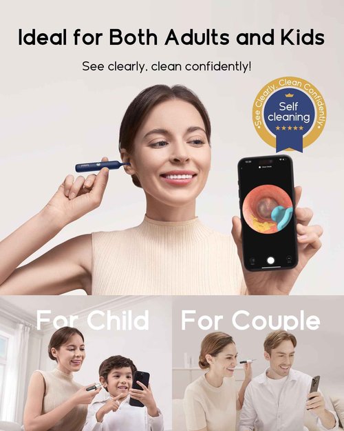 Bebird Earsight Plus R37R Ear Cleaning Camera Wax Removal Tool kit, Flexible Ear Scope Otoscope Camera Light, Visual Ear Picker Wireless Earwax Remover Tweezers for Family