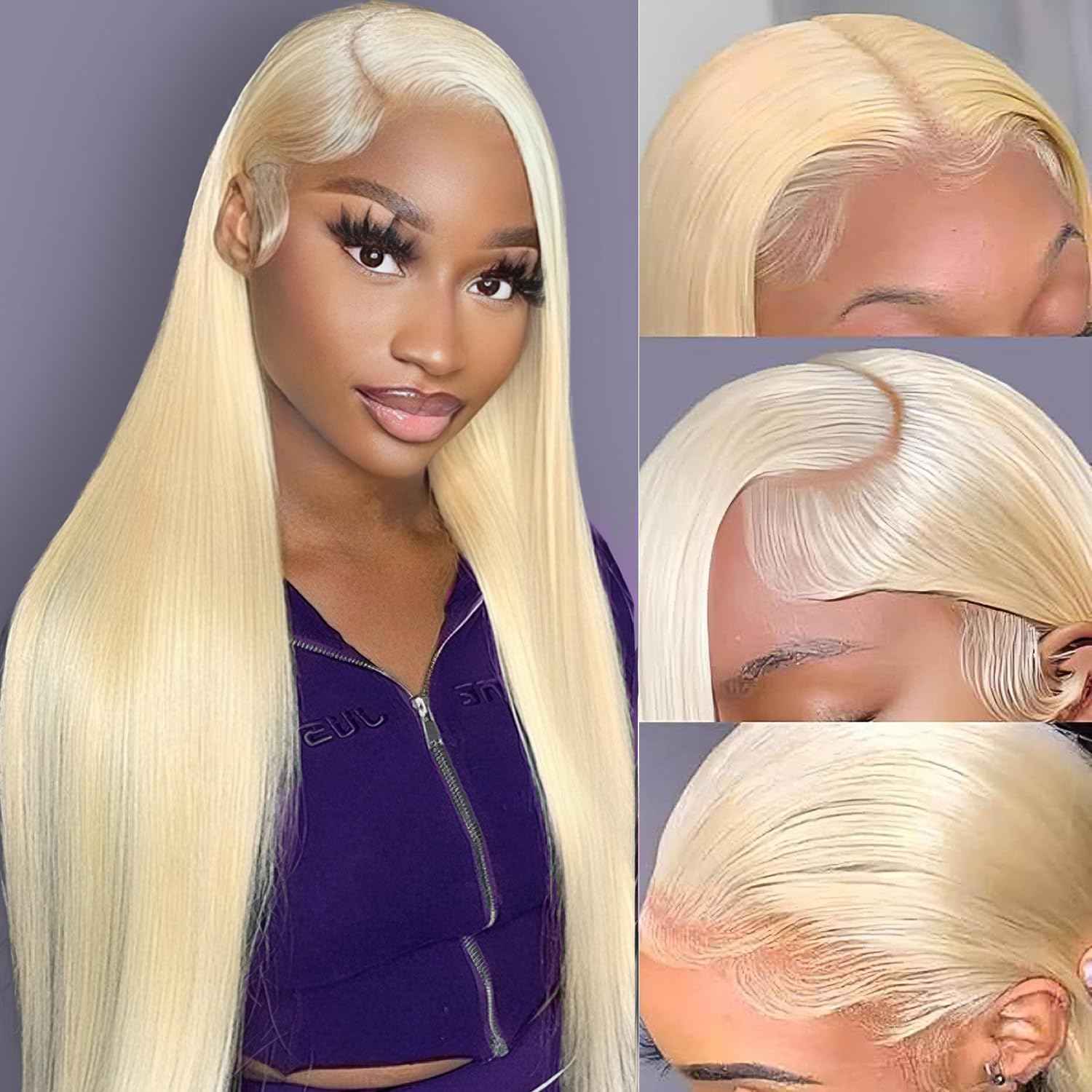 26 Inch 613 Lace Front Wig Human Hair Blonde 13X6 HD Transparent Lace Front Wigs Human Hair 180% Density Blonde Glueless Wigs 613 HD Straight Lace Frontal Wig Pre Plucked