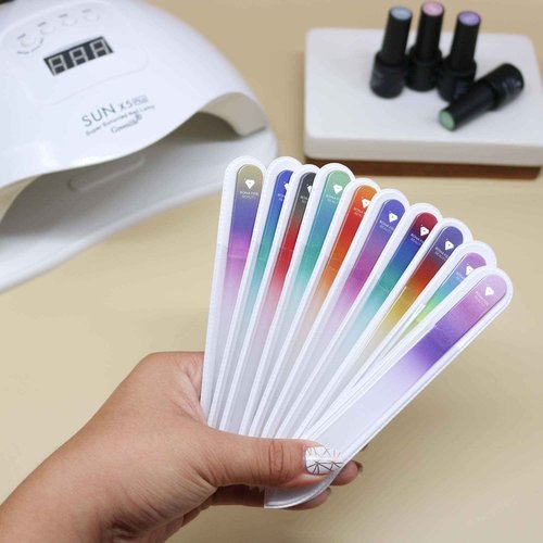 BONA Fide Beauty Glass Bulk Nail Files, 50-Pieces Reusable Nail File with Protective Sleeves, Genuine Czech Glass Crystal Nail Files in Bulk, Perfect Stocking Stuffer Gifts, Nail Tools for Nail Techs