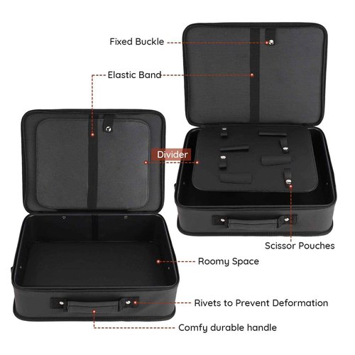 Barber Tool Bag, Segbeauty 10.8 x 14.6in PU Leather Travel Makeup Toiletry Carrying Case, Hair Styling Cutting Kit Storage Organizer for Dryer Clipper Shears Combs Cosmetics Salon Beauty Supplies
