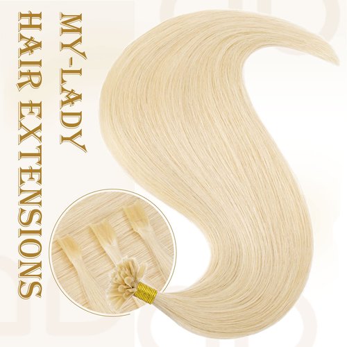 MY-LADY U Tip Hair Extensions Human Remy Platinum Blonde 22 Inch 50G 50Strands Keratin Bond Fusion K Tip Hair Extension