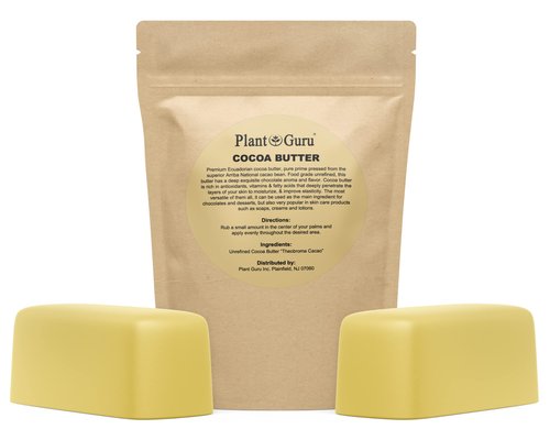Raw Cocoa Butter 2 lbs. Bar - 100% Pure Natural Unrefined FOOD GRADE Arriba Nacional Cacao Bean, Great For Chocolate Making, Soap, Lip Balm and Moisturizer For DIY Body Butters