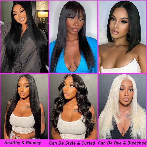 Beautymoon 12A Human Hair Bundles Straight 3 Bundles Human Hair 22 24 26 Inch 100% Unprocessed Brazilian Virgin Hair Straight Weave Bundles Double Strong Weft