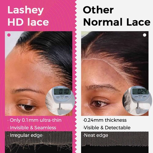 Lashey 5x5 SKINLIKE Real HD Lace Closure Straight, 0.10mm Ultra thin HD Lace Human Hair Closure Pre Bleached Knots Pre Plucked Invisible Hairline 12 Inch Natural Black