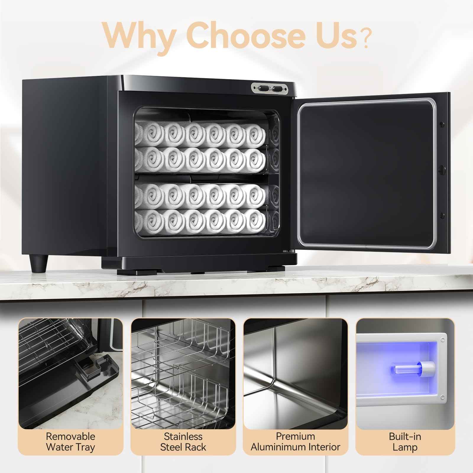 HYTOBP Hot Towel Warmer for Spa, Thermostatic Towel Heater, 2-in-1 Professional Mini Towel Warmer, Beauty Salon and Spa Towel Warmers for Facial.(20L-Black)