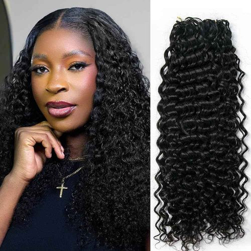 Crochet Human Hair Extensions Water Wave Pre-Separated Curly Crochet Hair Extensions Invisible Micro Loop Crochet Hair Knotless Feather Crochet Human Hair 16inch 120g