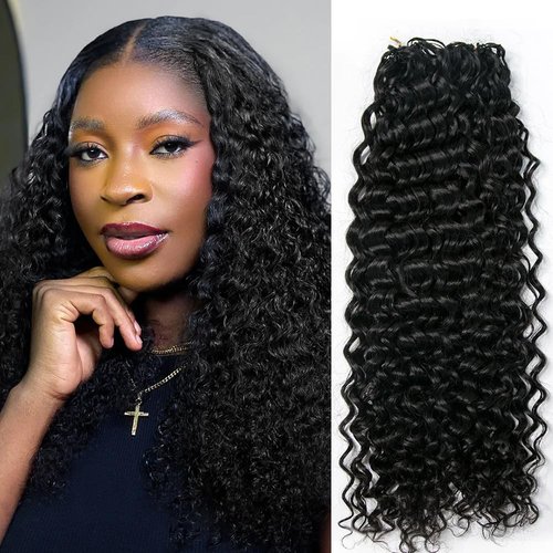 Crochet Human Hair Extensions Water Wave Pre-Separated Curly Crochet Hair Extensions Invisible Micro Loop Crochet Hair Knotless Feather Crochet Human Hair 20inch 60g