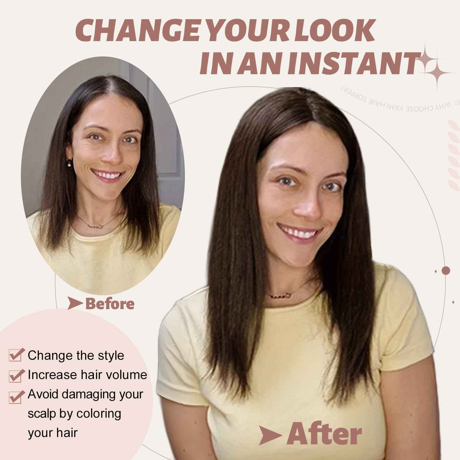 GULALUUK Hair Toppers for Women Human Hair Toppers Handmade Upgrade 10 * 12 cm Larger Swiss Base Wiglets Remy HairToppers 12 Inch HairToppers for Thining HairLoss Cover GrayHair 40g Ombre Light Brown