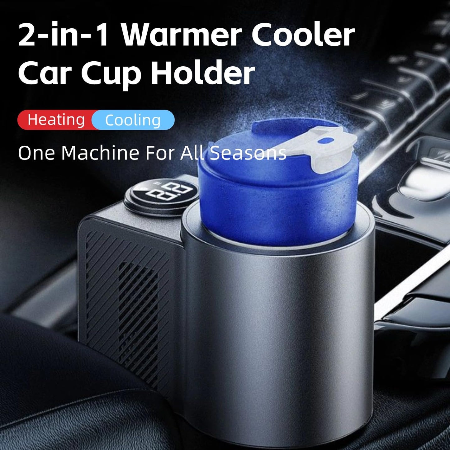 2-in-1 Car Cup Warmer Cooler, Temperature Control Smart Cup Holder for Car, 12V Universal Car Tumbler Holder, for Coffee Baby Bottles Drinks Cooling Heating