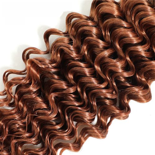 Ombre Human Hair Bundles Highlight Brown Deep Wave Bundles Hair Extensions 28 30 32 Inch Grade 8A Brazilian Virgin Remy Hair 3 Bundles Double Weft P1B/30 Bundles Hair Weave