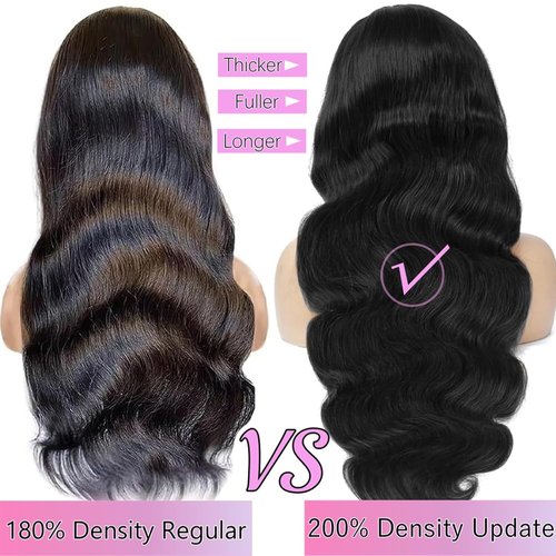 Megeen 13X6 Body Wave Lace Front Wigs Human Hair Pre Plucked 210 Density Glueless HD Lace Frontal Human Hair Wigs with Baby Hair for Women 18inch