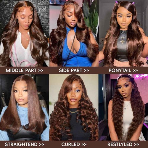 Chocolate Brown Lace Front Wig Human Hair Body Wave Lace Front Wigs Human Hair Pre Plucked 200% Density Frontal Wigs Human Hair 13x4 Brown Wig 30 Inch Lace Frontal Wig