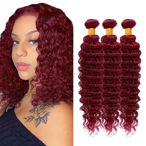 Condescension Human Hair Bundles Burgundy 99J Deep Wave Human Hair Bundles 24 26 28 inch Unprocessed Brazilian Virgin Quick Weave Hair for Black Women