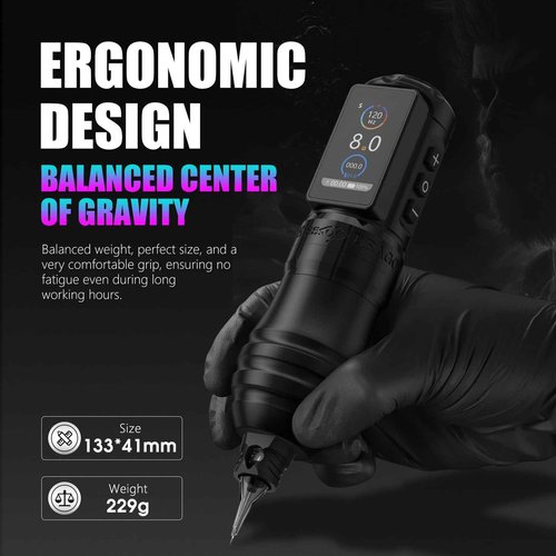 Kiss Of Dragon TRAVELER-T1 Cordless Tattoo Machine with 42mm Grip Brushless Motor Pen Professional 2000mAh Battery