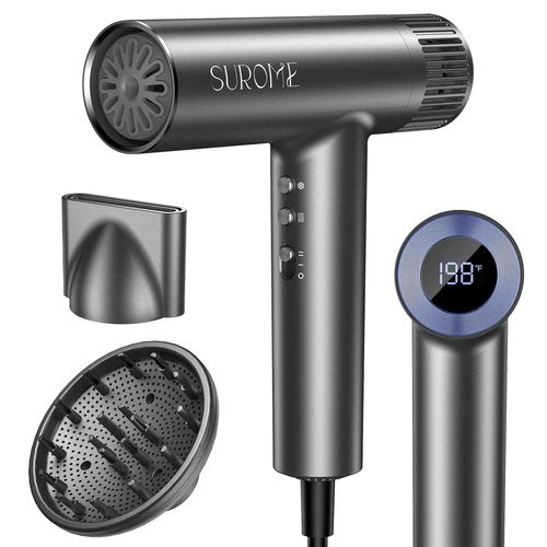 Blow Dryer,110000RPM High-Speed Brushless Motor, Fast-Drying Negative Ions Intelligent Constant Temperature Hair Care Dryers, Professional Hair Dryer with Attachments for Home&Salon (Grey)