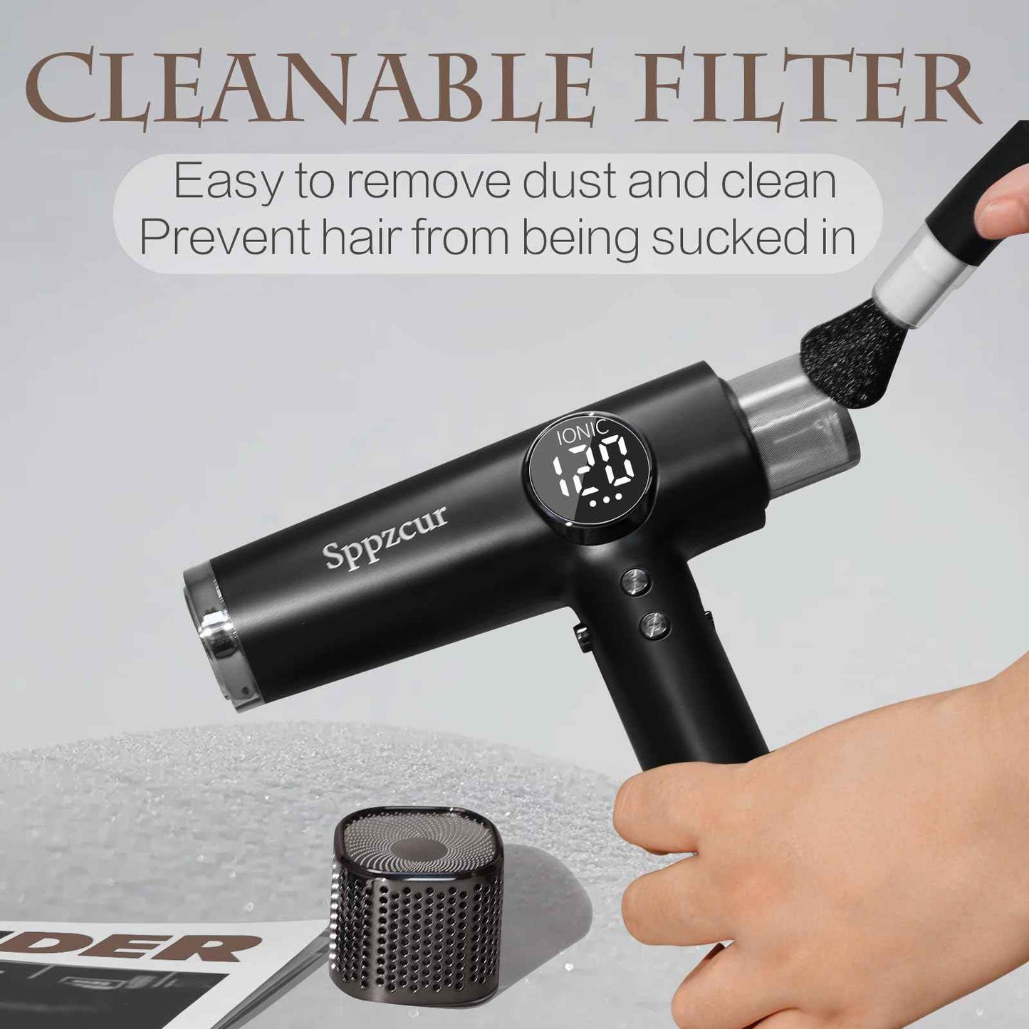 Professional High Speed Hair Dryer with Diffuser, Ionic Blow Dryer 1600W 110000rpm Lightweight Portable Hair Dryer with BLDC Motor, 3 Nozzles, for Women, Men, Travel