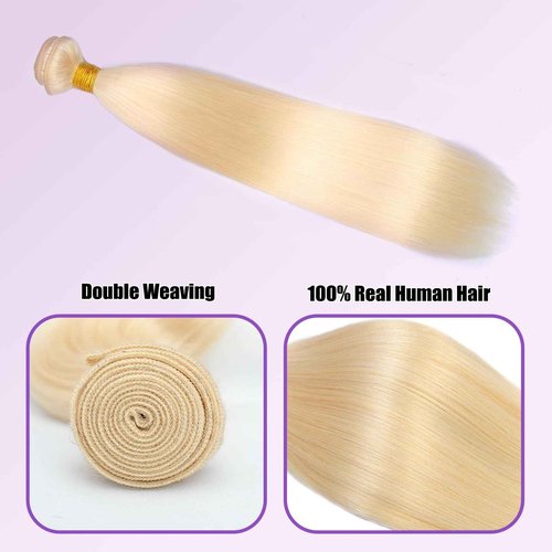 613 Bundles Human Hair 30 Inch Straight Blonde Bundles Human Hair 100% Unprocessed 12A Grade Brazilian Virgin Raw Hair Quick Weave 1 Bundles Blonde Hair Extensions for Women