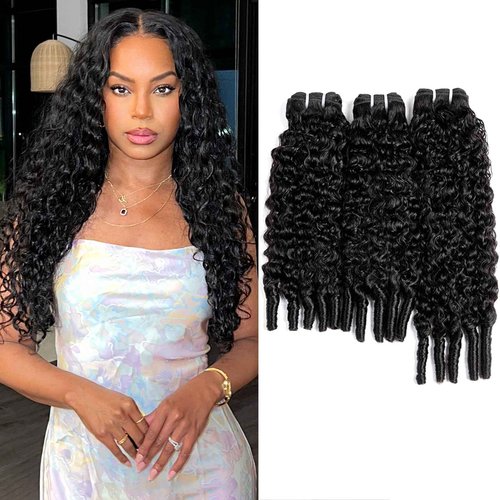 Burmese Curly Bundles Human Hair 3C4A Spiral End Quick Water Wave Human Hair Bundles Extensions 3Pcs for Women 18 20 22 inch Natural Black