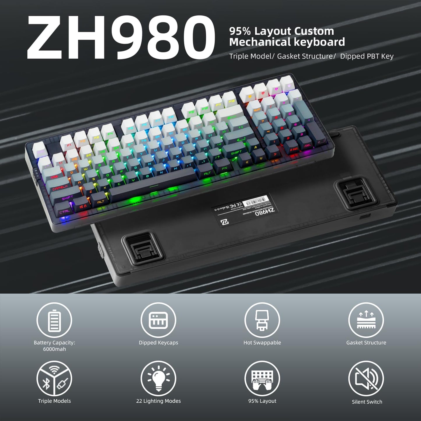 ZORNHER ZH980 Foundation Mechanical Keyboard,95% Pink Custom Creamy Keyboard with Number Pad,Jelly MOA Profile Keycaps,Pre-lubed Linear Switches,Hot-Swappable,RGB Backlit