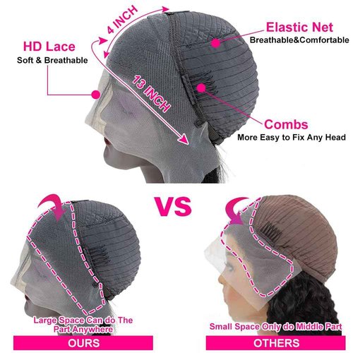 ITODAY 28 Inch Straight Lace Front Wigs, 100% Human Hair, [2-Year Life], Skinlike HD, 13x4 Lace Frontal Wigs Human Hair, Pre Plucked Free Part