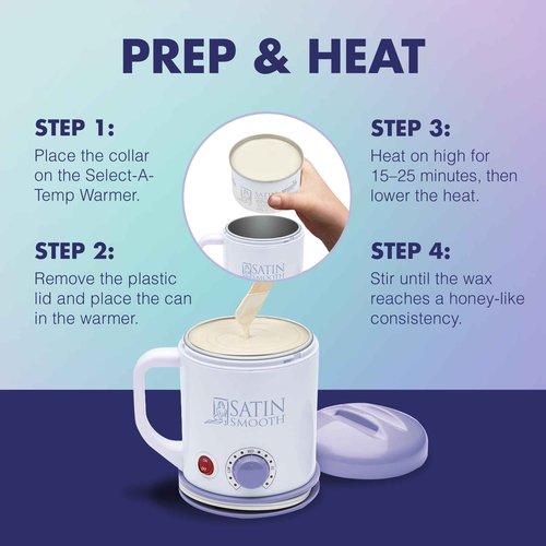 Satin Smooth Select-A-Temp™ Starter Kit - Adjustable Temperature Wax Warmer with Hair Removal Wax and Accessories, Professional Waxing Kit for Face and Body