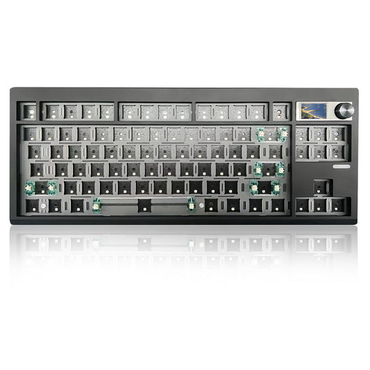 ZMX GMK87 Keyboard Barebones Kit,Gasket Mount Hot Swap PCB Triple Mode BT5.0/2.4G/Type-C Wireless Mechanical Keyboard with Knob VIA-Programmable Custom TFT-Screen RGB DIY Kit(Black)