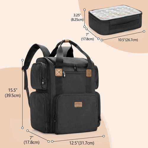 BAFASO Nail Polish Organizer Backpack Holds 70 Bottles and a Nail Lamp, Nail Polish Organizer Case with 2 Removable Pouches and a Laptop Sleeve (Patented Design), Black