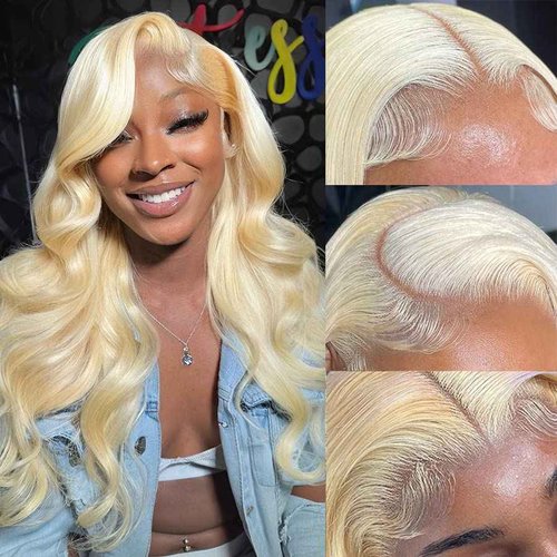 Xsilu 613 Lace Front Wig Human Hair 13x4 Body Wave 613 HD Lace Frontal Wig Human Hair Pre Plucked Blonde Lace Front Wigs Human Hair 12A 613 Human Hair Wig Transparent Lace 200 Density 24Inch