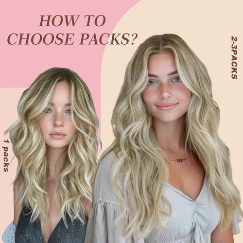 GEELOOK Clip in Hair Extensions Real Human Hair 120g 20 inch Ash Blonde/Lightest Blonde #18/613 Color 7pcs Remy Human Hair Extensions Clip in Straight Thick Natural Hair Extensions