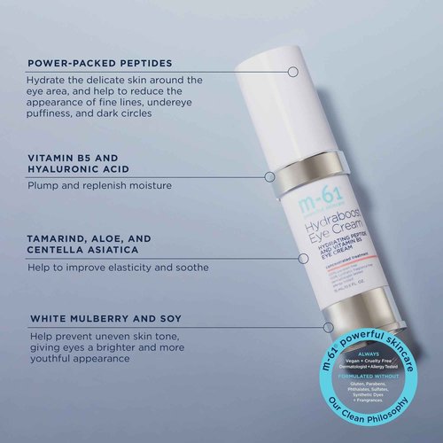 m-61 Hydraboost Eye Cream | Moisturizing, Firming Undereye Cream with Hyaluronic, Glycolic, Vitamin B5, and Peptides. Dermatologist Tested with Clinical Trial Results. For All Skin Types - 0.5 Fl Oz