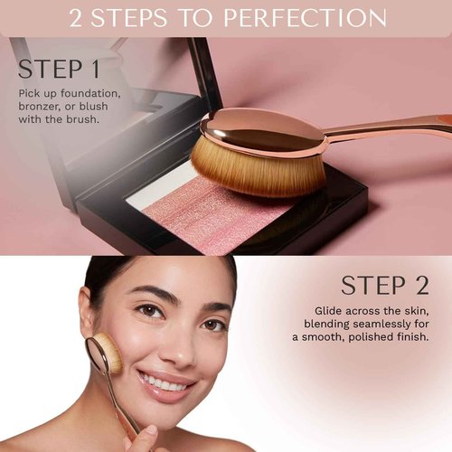 Artis Elite Oval 7 Blonde Fibre Brush – Professional Dense Makeup Applicator for Foundation, Creams, Powders, BB cream, SPF and Contour, Airbrush finish, Color Rose Gold