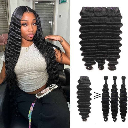 Loose Deep Wave Bundles Human Hair 3 Bundles 16A Loose Deep Curly Bundles Human Hair Wet and Wavy Bundles Brazilian Virgin Loose Deep Wave Human Hair Bundles Deep Curly Human Hair Extensions