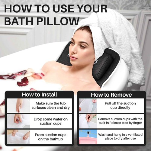 Full Body Bath Pillow Bathtub Pillows-Removable Lumbar Cushion with 17 Non-Slip Suction Cups 4D Air Mesh Fit Any Tub Luxury Bathroom Accessories-Grey