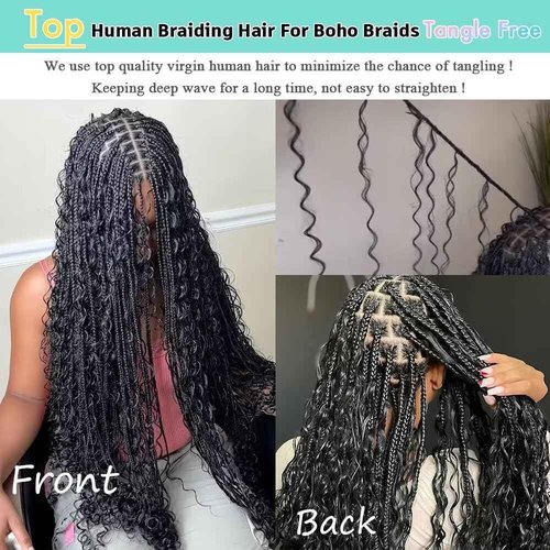 Ombre Braiding Hair Human Braiding Hair for Boho Braids Human Hair 20 Inch 6 Bundles/Pack 150g Deep Wave Bulk Human Hair for Braiding Curly Knotless 12A Brazilian Virgin Ombre Balayage 4/27
