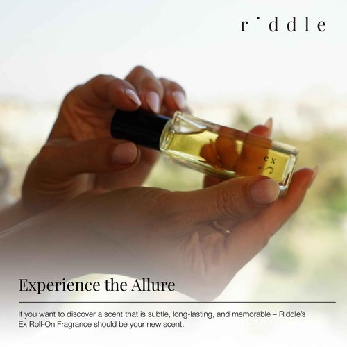 Riddle Ex Roll-On Perfume Made in USA - Premium Rollerball Fragrance for Women with Cardamom, Sandalwood, Rose, and Musk - Long-Lasting Alcohol-Free Gentle on Skin - Ideal for Daily Use and Travel
