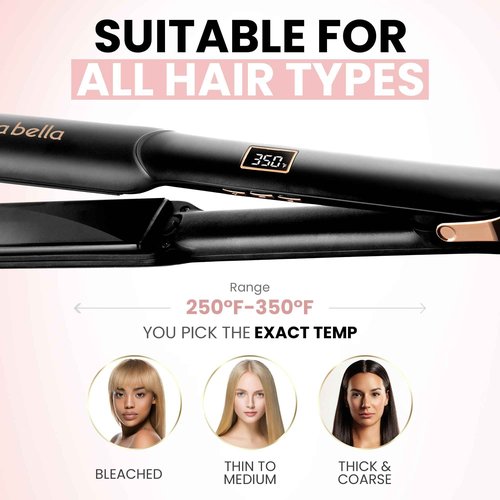 ELLA BELLA® Ceramic Flat Iron Hair Straightener • Professional Straightening Iron • Digital Display to Accurately Control Temperature • As Featured in Good Housekeeping