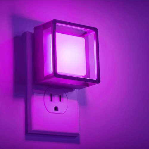 DORESshop Purple Night Light [2 Pack], Night Lights Plug Into Wall, Night Light Dusk to Dawn Sensor, LED NightLight Adjustable Brightness, Bedroom, Bathroom, Hallway, Stairs, Halloween, Party